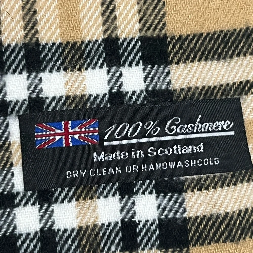 100% cashmere made in Scotland plaid caramel color scarf shawl unisex